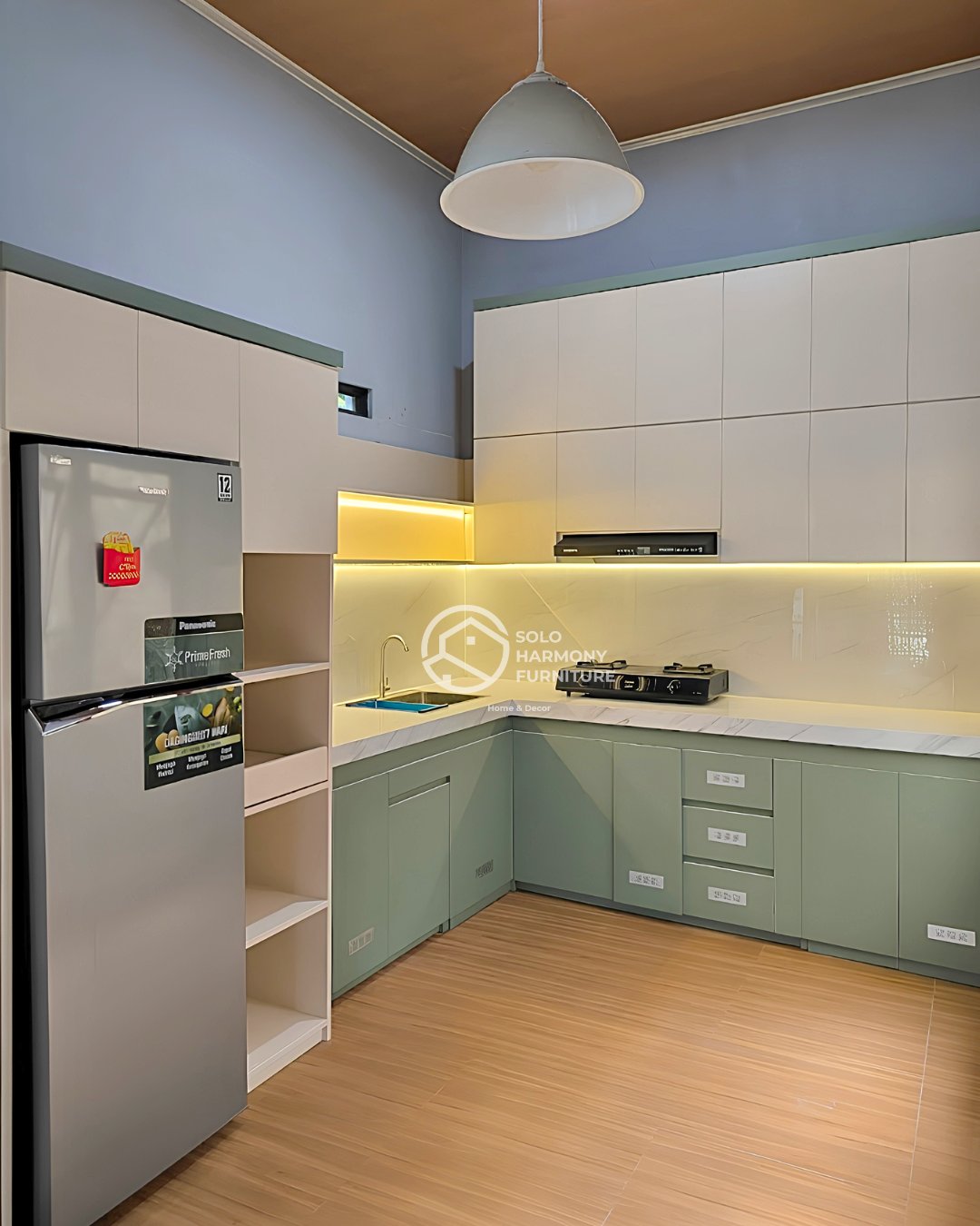 Kitchen Set L-Shape Sage Green — Bapak Aan — Kitchen Set foto 3 di Kadipiro, Solo