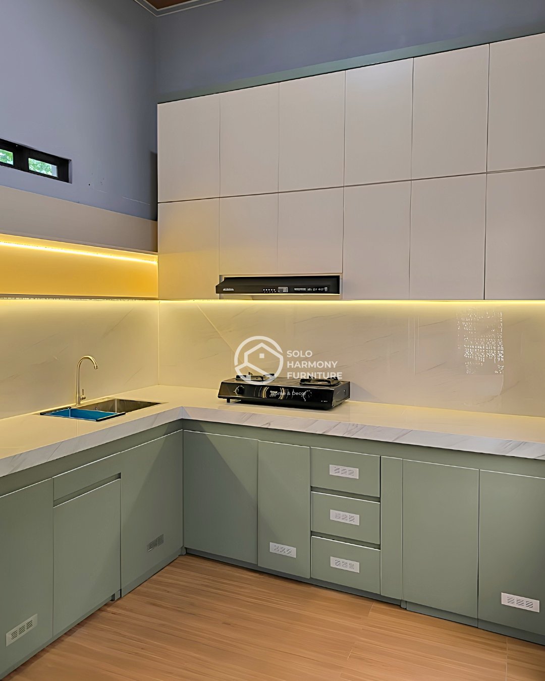 Kitchen Set L-Shape Sage Green — Bapak Aan — Kitchen Set foto 6 di Kadipiro, Solo