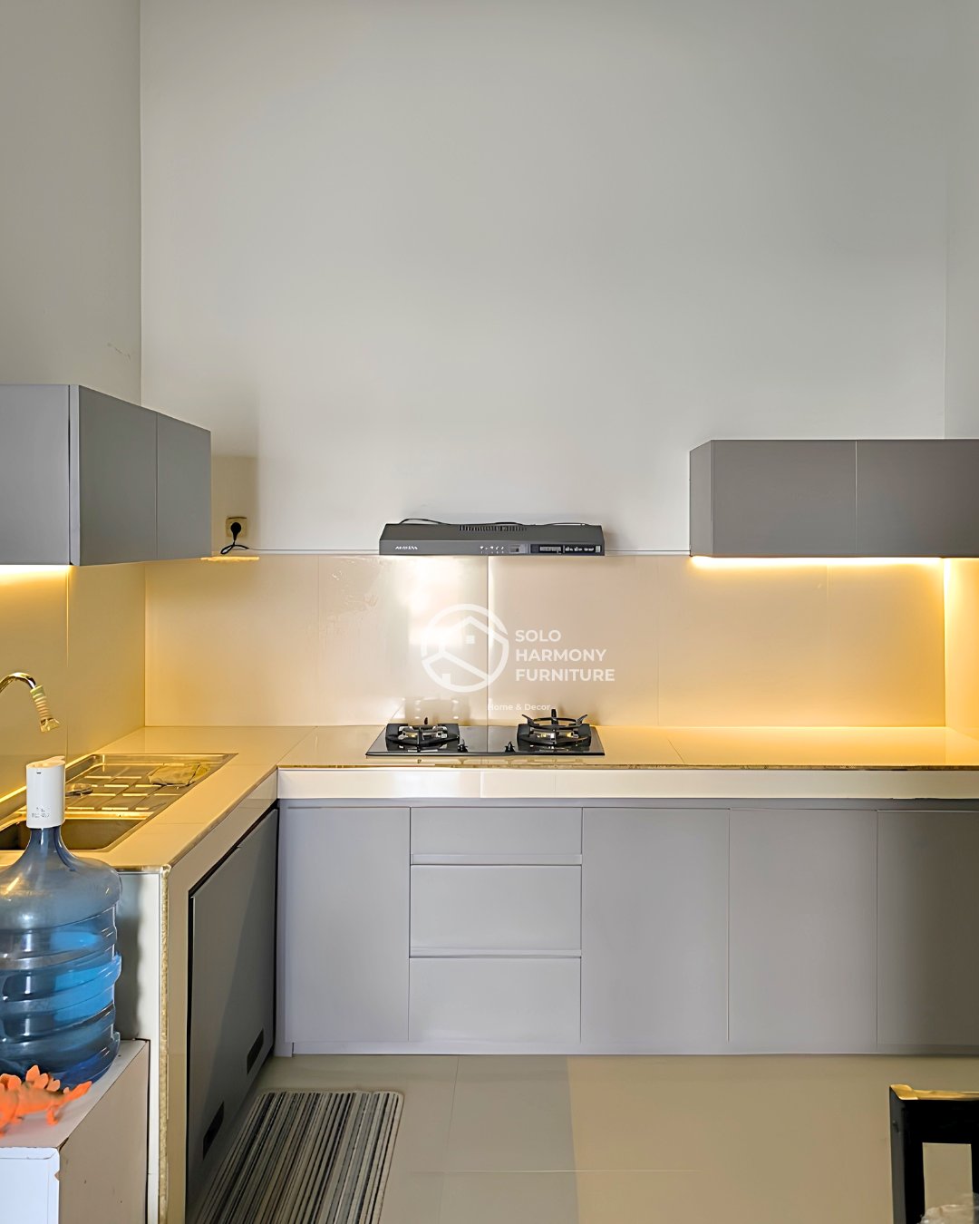 Kitchen Set L-Shape Grey Minimalist - Pak Andy — Kitchen Set foto 2 di Gentan, solo baru (Angsana Residence)