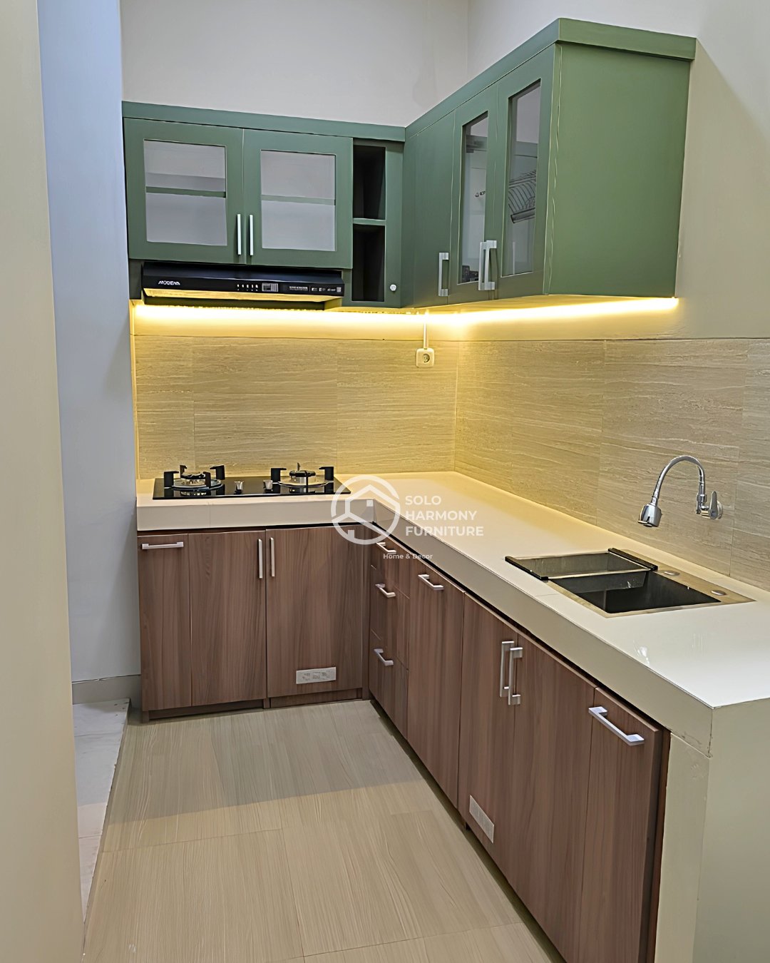 Kitchen Set L-Shape Sage & Wood — Kitchen Set foto 2 di Sumber, Solo
