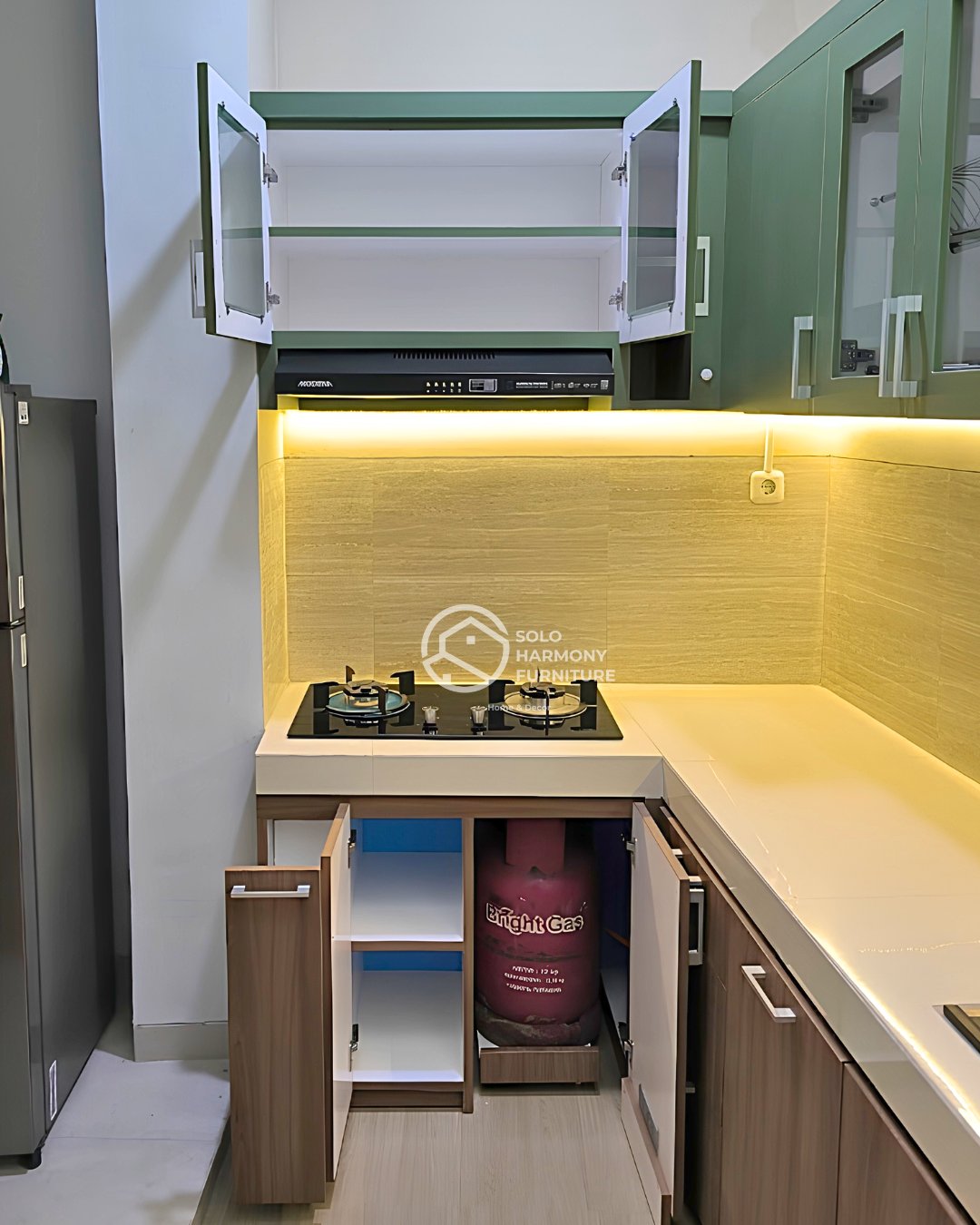 Kitchen Set L-Shape Sage & Wood — Kitchen Set foto 3 di Sumber, Solo