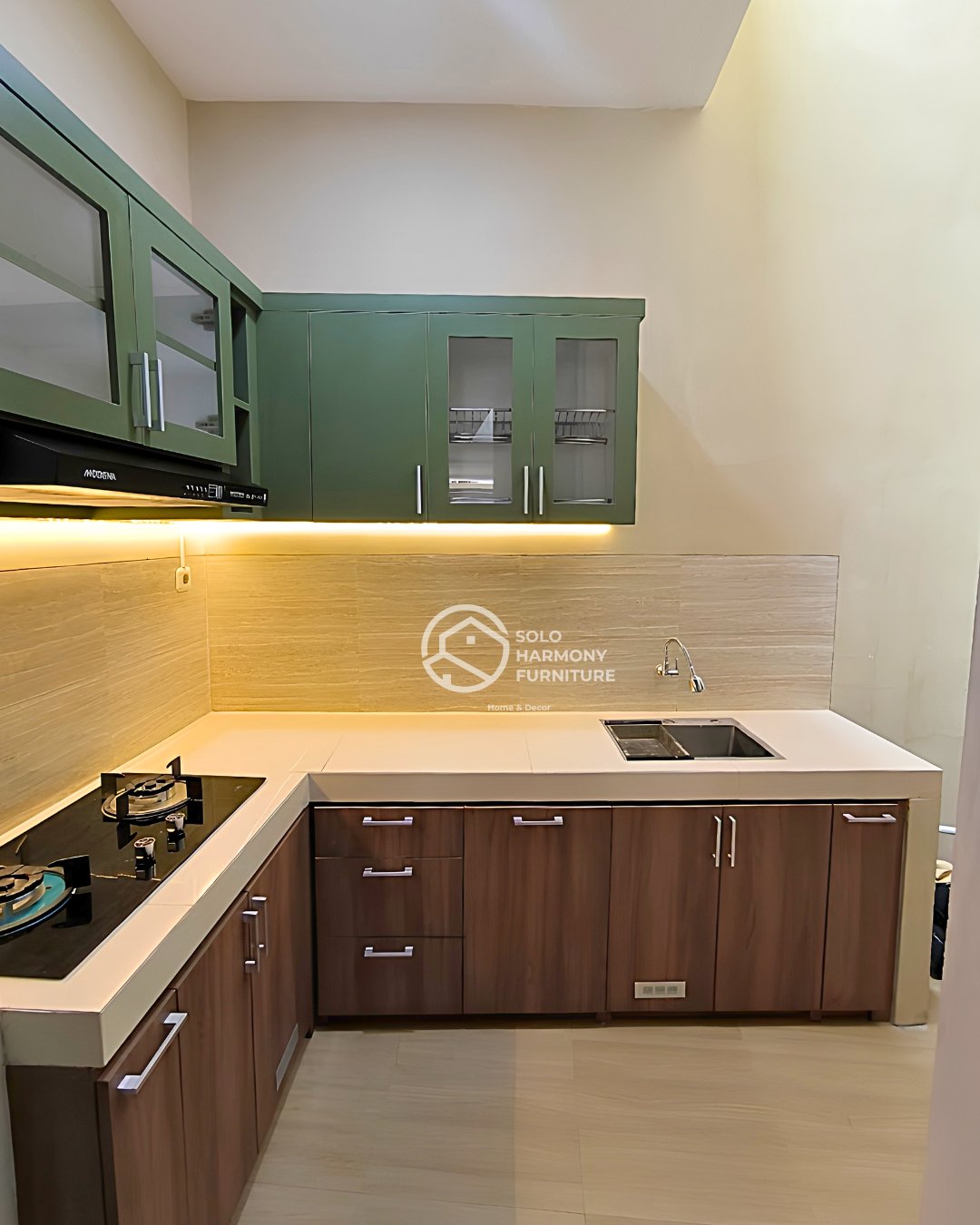 Kitchen Set L-Shape Sage & Wood — Kitchen Set foto 4 di Sumber, Solo