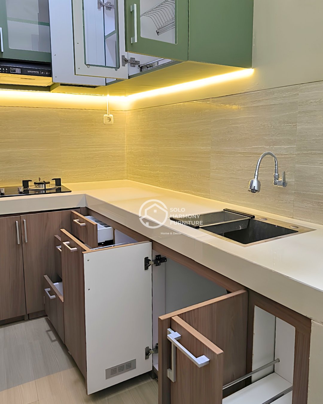 Kitchen Set L-Shape Sage & Wood — Kitchen Set foto 8 di Sumber, Solo