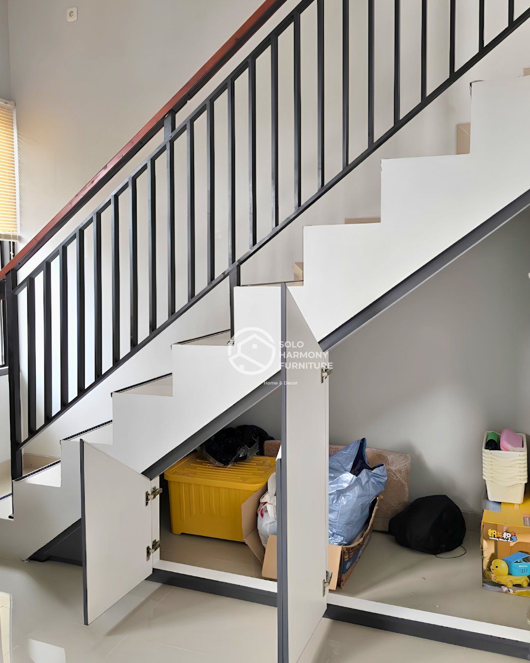 Minimalist Under-Stairs Cabinet Doors — Interior foto 2 di Cengklik, Boyolali