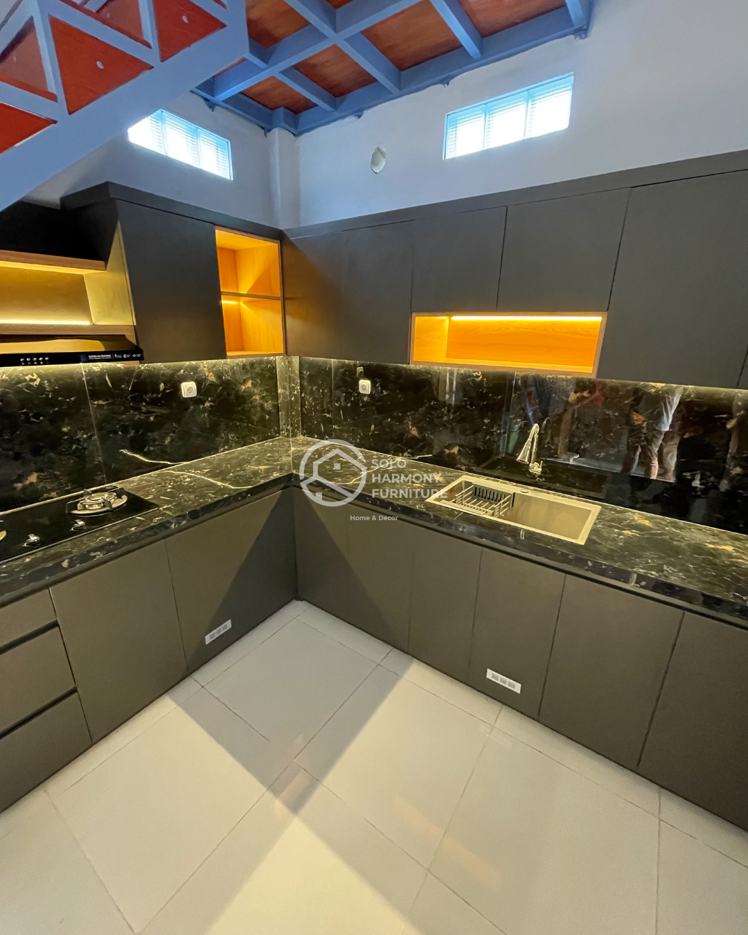 Kitchenset Bawah tangga Sukoharjo, Solo baru — custom furniture Sukoharjo Solo Harmony