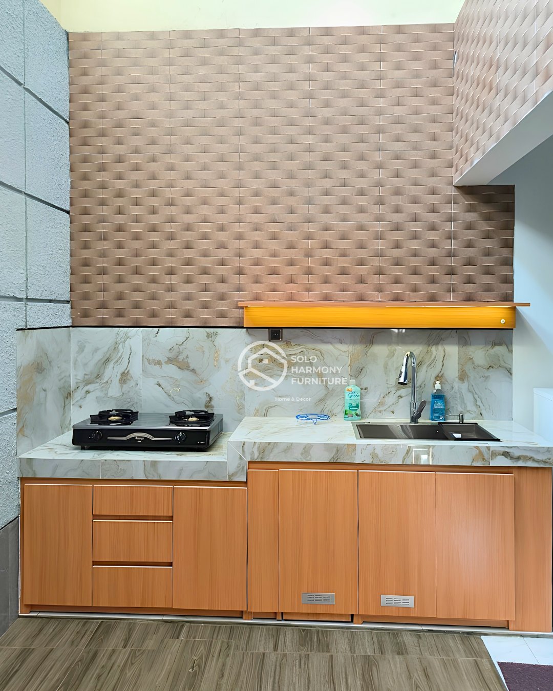 Kitchen Set Straight Layout Marmer Gentan , Sukoharjo — custom furniture Gentan Solo Harmony