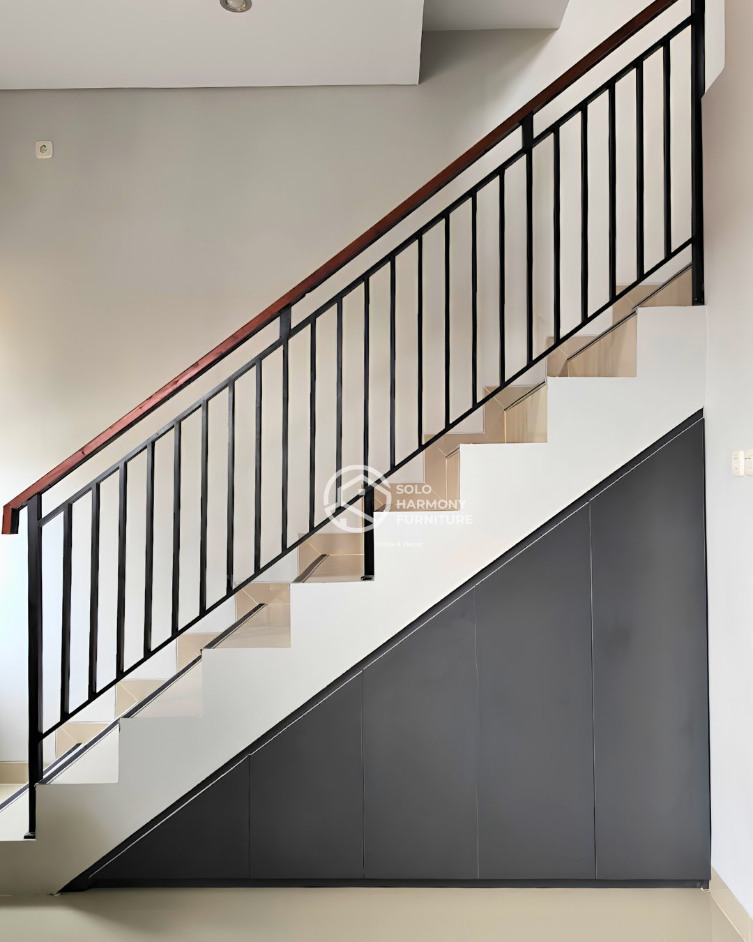 Minimalist Under-Stairs Cabinet Doors — Interior di Cengklik, Boyolali · Solo Harmony Furniture Soloraya