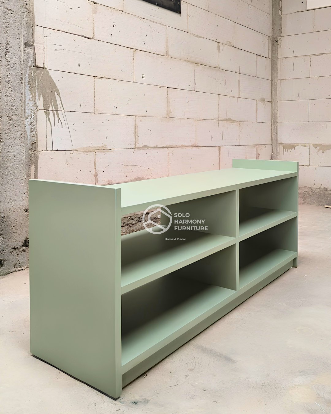 Interior Sage Green Minimalist Shoe Bench di Boyolali — Solo Harmony Furniture