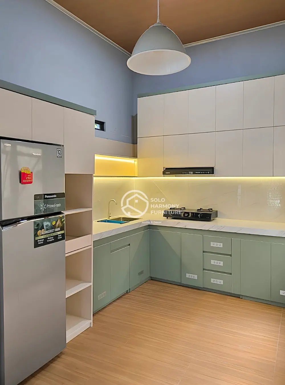 Kitchen Set L-Shape Sage Green — Bapak Aan — Kitchen Set foto 3 di Kadipiro, Solo