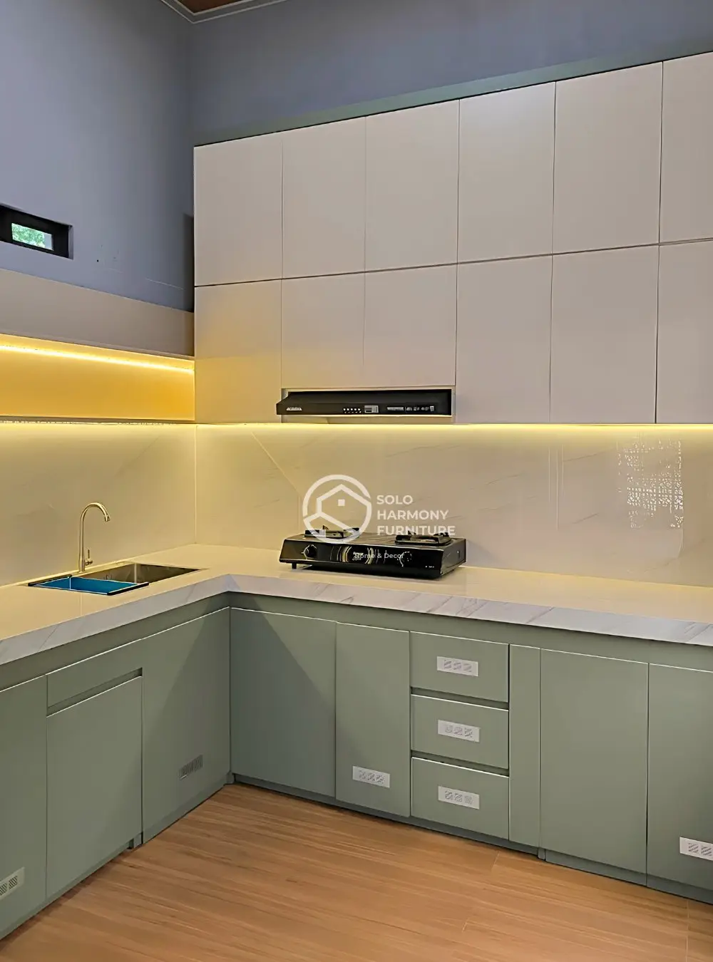 Kitchen Set L-Shape Sage Green — Bapak Aan — Kitchen Set foto 6 di Kadipiro, Solo