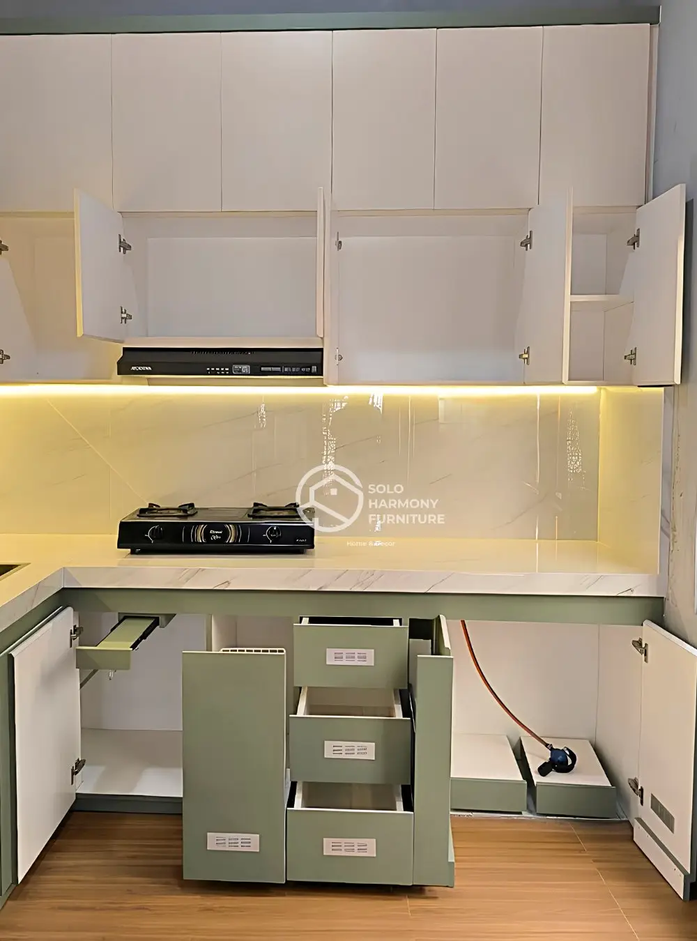Kitchen Set L-Shape Sage Green — Bapak Aan — Kitchen Set foto 8 di Kadipiro, Solo