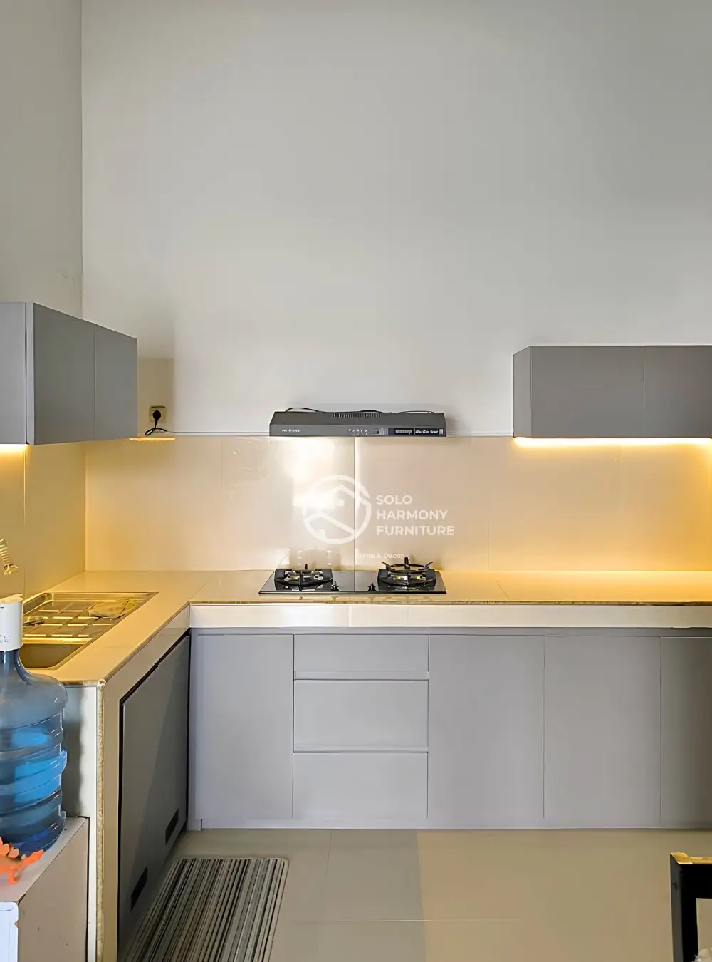 Kitchen Set L-Shape Grey Minimalist - Pak Andy — Kitchen Set foto 2 di Gentan, solo baru (Angsana Residence)