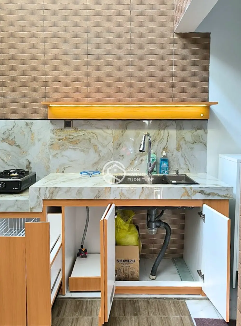 Kitchen Set Straight Layout Marmer — Kitchen Set foto 6 di Gentan , Sukoharjo