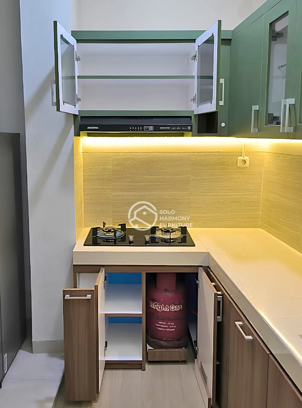 Kitchen Set L-Shape Sage & Wood — Kitchen Set foto 3 di Sumber, Solo