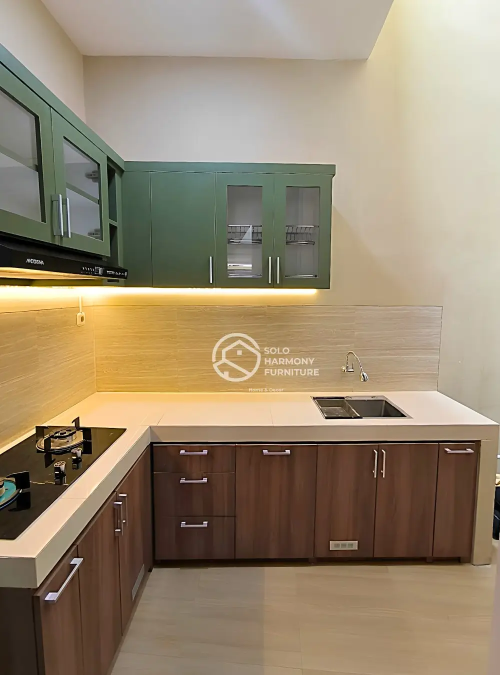 Kitchen Set L-Shape Sage & Wood — Kitchen Set foto 4 di Sumber, Solo