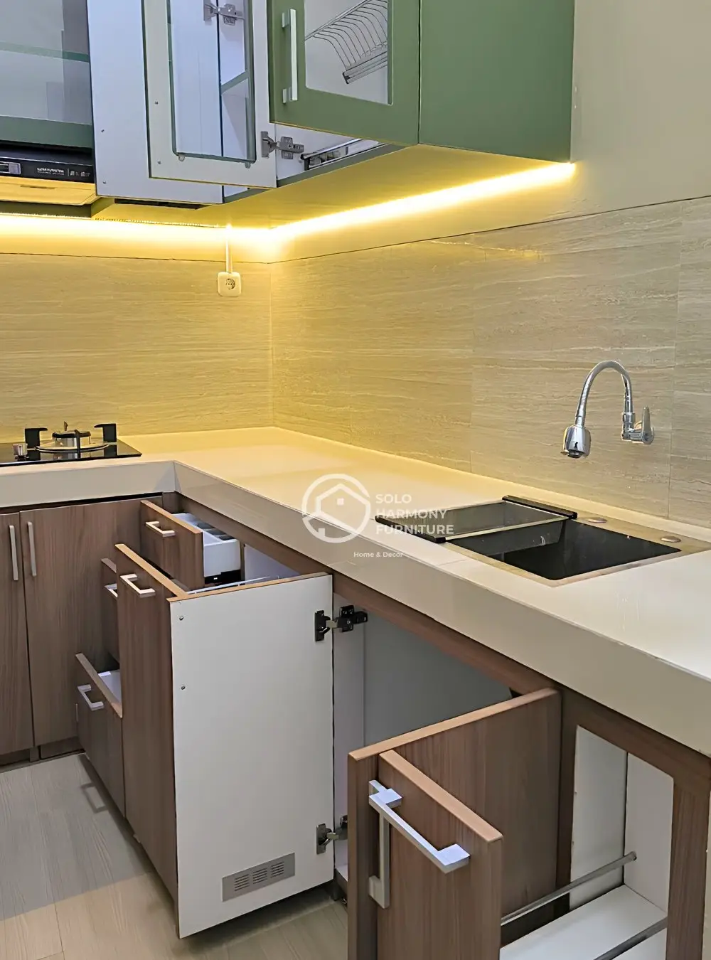 Kitchen Set L-Shape Sage & Wood — Kitchen Set foto 8 di Sumber, Solo