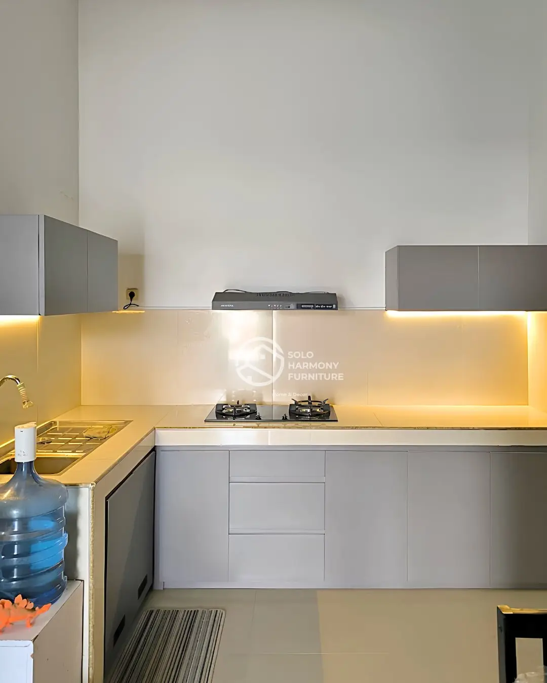 Kitchen Set Kitchen Set L-Shape Grey Minimalist - Pak Andy di Gentan, solo baru (Angsana Residence) — Solo Harmony Furniture