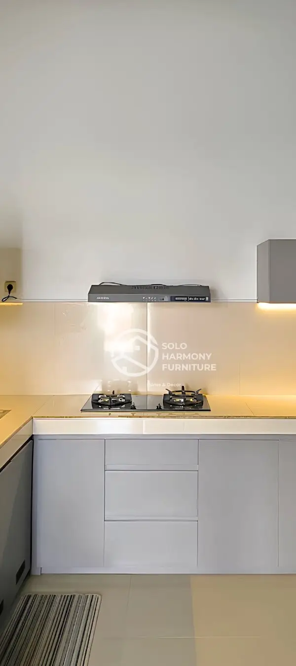 Kitchen Set L-Shape Grey Minimalist - Pak Andy — Kitchen Set di Gentan, solo baru (Angsana Residence) · Solo Harmony Furniture Soloraya