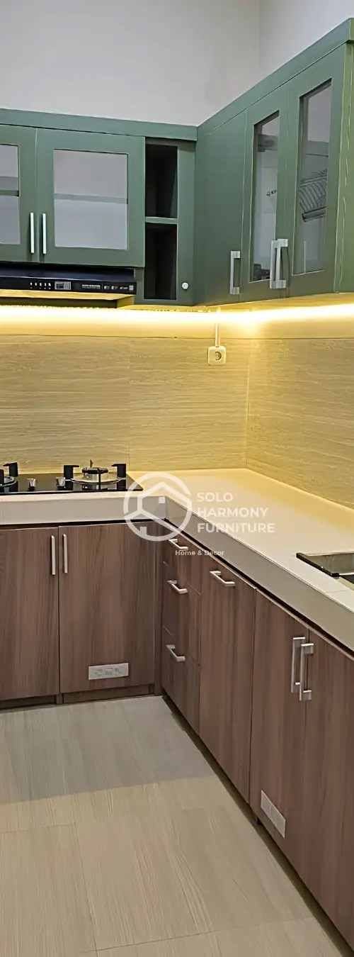 Kitchen Set L-Shape Sage & Wood — Kitchen Set Sumber, Solo · Solo Harmony Soloraya