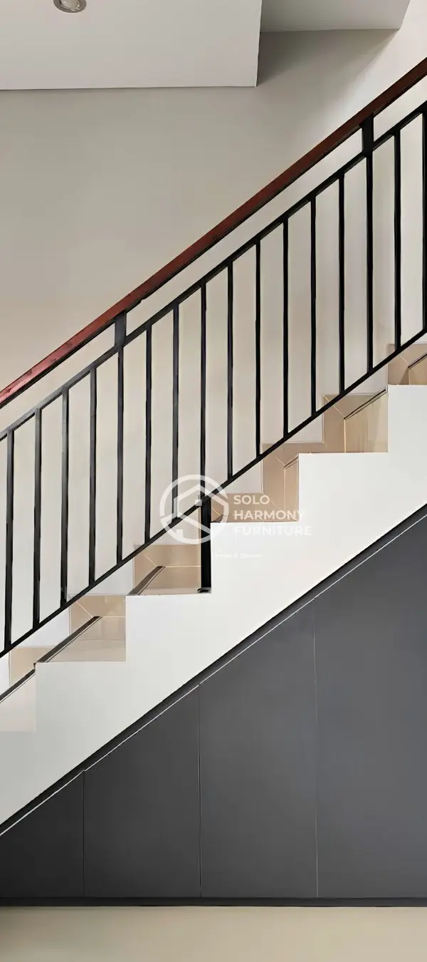 Minimalist Under-Stairs Cabinet Doors — Interior di Cengklik, Boyolali · Solo Harmony Furniture Soloraya