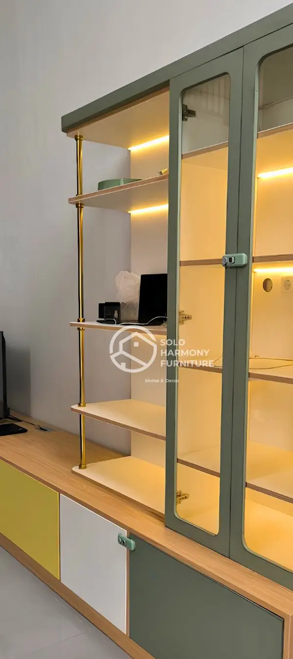 Sage & Yellow Minimalist Credenza Set — Interior di Salatiga · Solo Harmony Furniture Soloraya